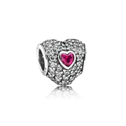 PANDORA Rdeči Pavé Obesek Srce - 791168SRU