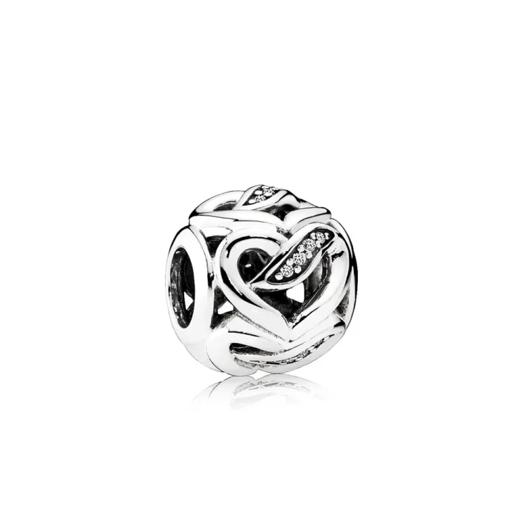 PANDORA Ribbons of Love Charm, prozoren CZ - 792046CZ
