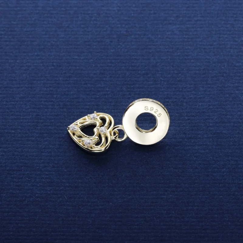 (slika za) PANDORA Romantični viseči obesek v obliki srca, prozorno 14K zlato CZ - 751001CZ - Ogled 3