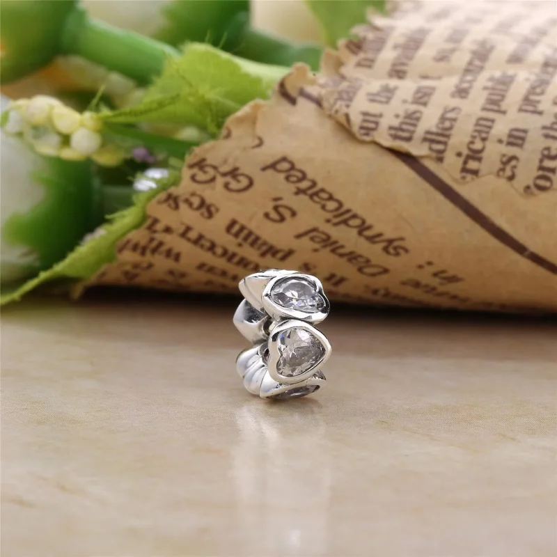 (slika za) PANDORA Rožnati bleščeči distančnik v obliki srca - 791252CZS - Ogled 2