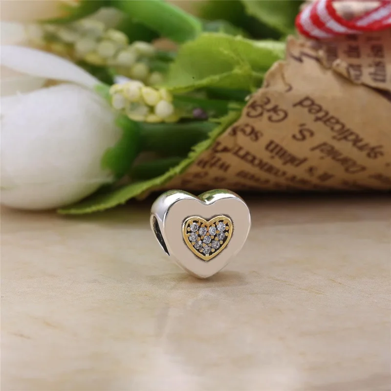 (slika za) PANDORA Signature Heart Clear CZ Charm - 796233cz - Ogled 2