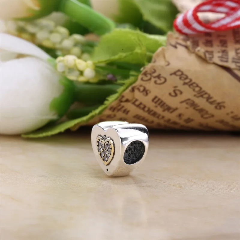 (slika za) PANDORA Signature Heart Clear CZ Charm - 796233cz - Ogled 3