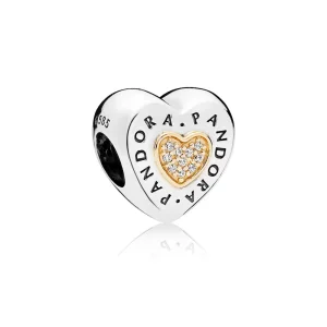 (slika za) PANDORA Signature Heart Clear CZ Charm - 796233cz