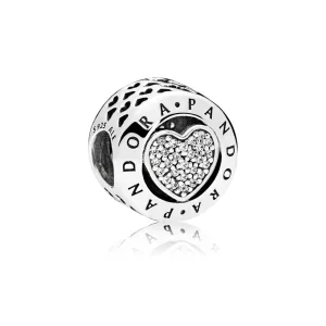 (slika za) PANDORA Signature Heart Clear CZ obesek - 796218CZ