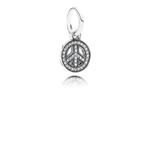 (slika za) PANDORA Simbol miru, prozoren obesek Cz - 791308CZ