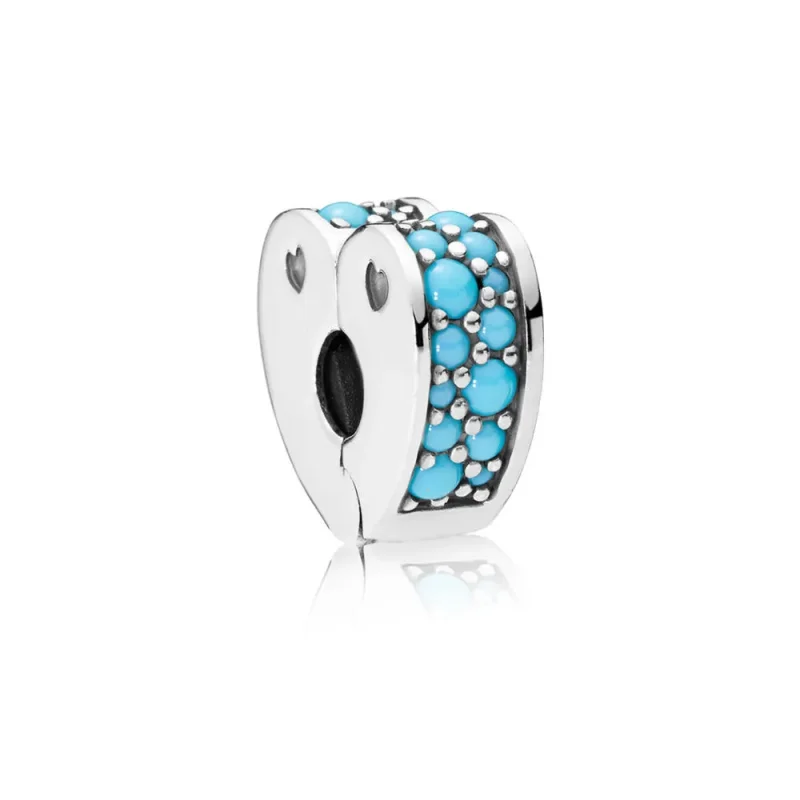 (slika za) PANDORA Sponka Arcs of Love, Cyan Blue Crystal - 797227NYA - Slika izdelka