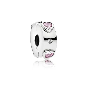 (slika za) PANDORA Sponka Explosion of Love, Fancy Fuchsia Pink Clear CZ - 796591FPC
