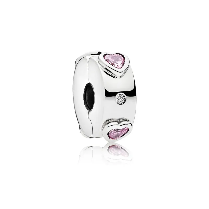 (slika za) PANDORA Sponka Explosion of Love, Fancy Fuchsia Pink Clear CZ - 796591FPC - Slika izdelka