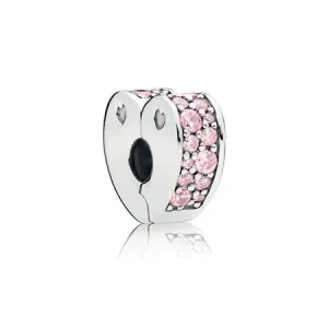 (slika za) PANDORA Sponka Pink Arcs of Love, roza CZ - 797020PCZ