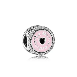 (slika za) PANDORA Srebrni obesek Be my Valentine s prozornim kubičnim cirkonijem in roza - 792040CZ