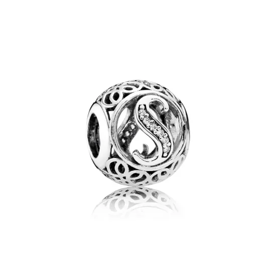 (slika za) PANDORA starinski obesek črka S - 791863cz