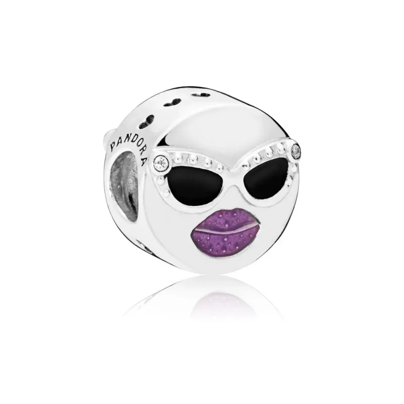 (slika za) PANDORA Stay Cool Charm, črn in vijoličen emajl & prozoren CZ - 797184CZ - Slika izdelka