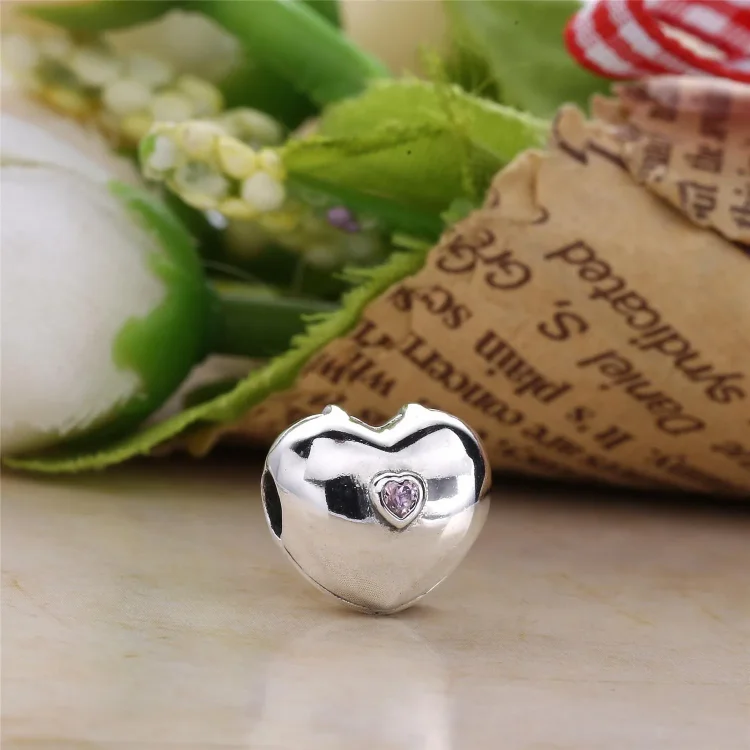 PANDORA Steady Heart Clip, roza CZ - 791981PCZ