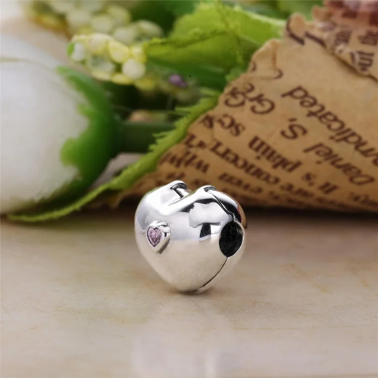 PANDORA Steady Heart Clip, roza CZ - 791981PCZ
