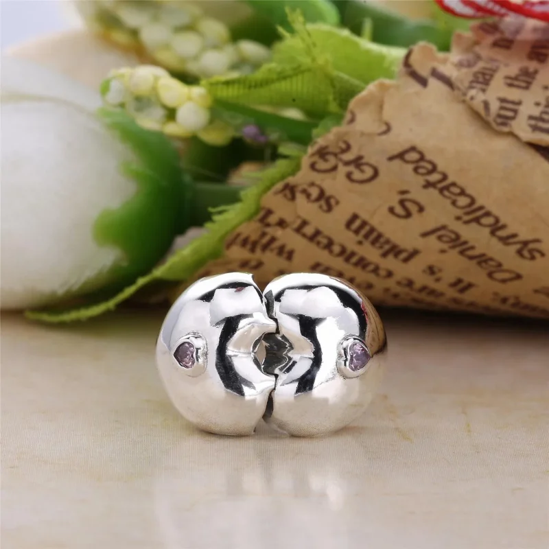 (slika za) PANDORA Steady Heart Clip, roza CZ - 791981PCZ - Ogled 4