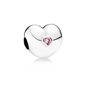 (slika za) PANDORA Steady Heart Clip, roza CZ - 791981PCZ