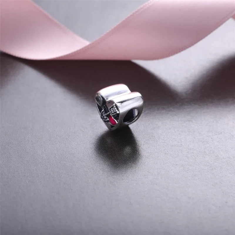 (slika za) PANDORA Struck By Love Charm, Magenta Enamel Clear CZ - 792039CZ - Ogled 3