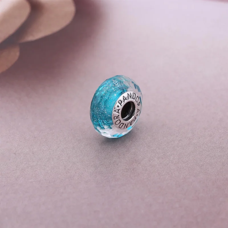 (slika za) PANDORA Teal Shimmer Glass Murano Bead - 791655 - Ogled 2
