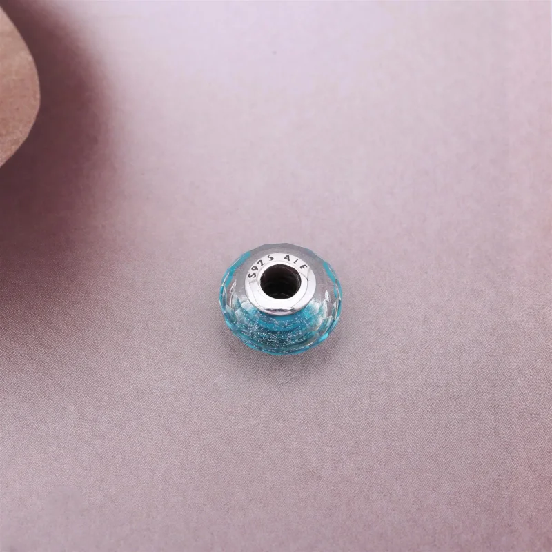 (slika za) PANDORA Teal Shimmer Glass Murano Bead - 791655 - Ogled 3
