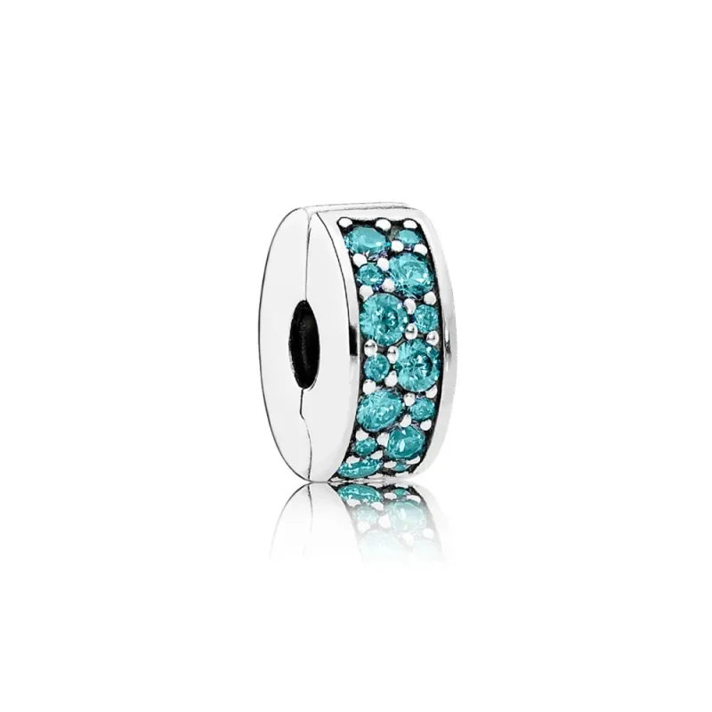 (slika za) PANDORA Teal Shining Elegance Spacer Clip - 791817MCZ - Slika izdelka