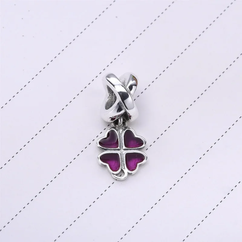 (slika za) PANDORA Štiriperesna deteljica Viseča, fuksija emajl - 790572EN07 - Ogled 2