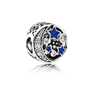 (slika za) PANDORA Vintage Night Sky Charm, Svetleč polnočno moder emajl, prozoren CZ - 791992CZ