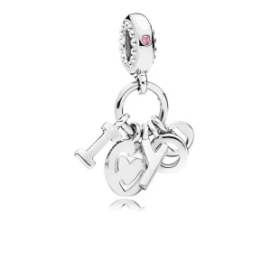 (slika za) PANDORA viseči obesek I Love You, Fancy Fuchsia Pink CZ - 796596FPC