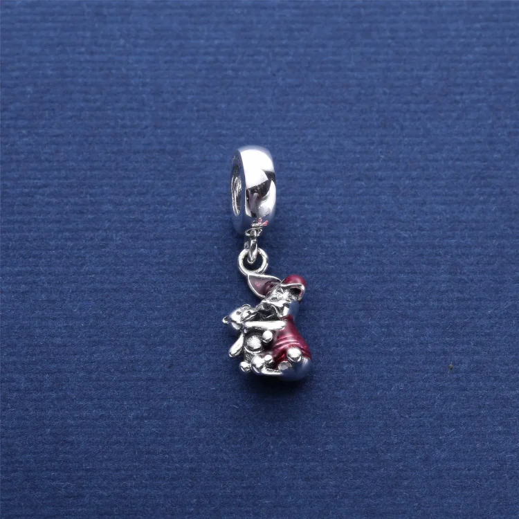 PANDORA Viseči obesek iz emajla, prozornega Cerise, Pujsek Disney - 792134EN117