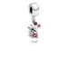 PANDORA Viseči obesek iz emajla, prozornega Cerise, Pujsek Disney - 792134EN117