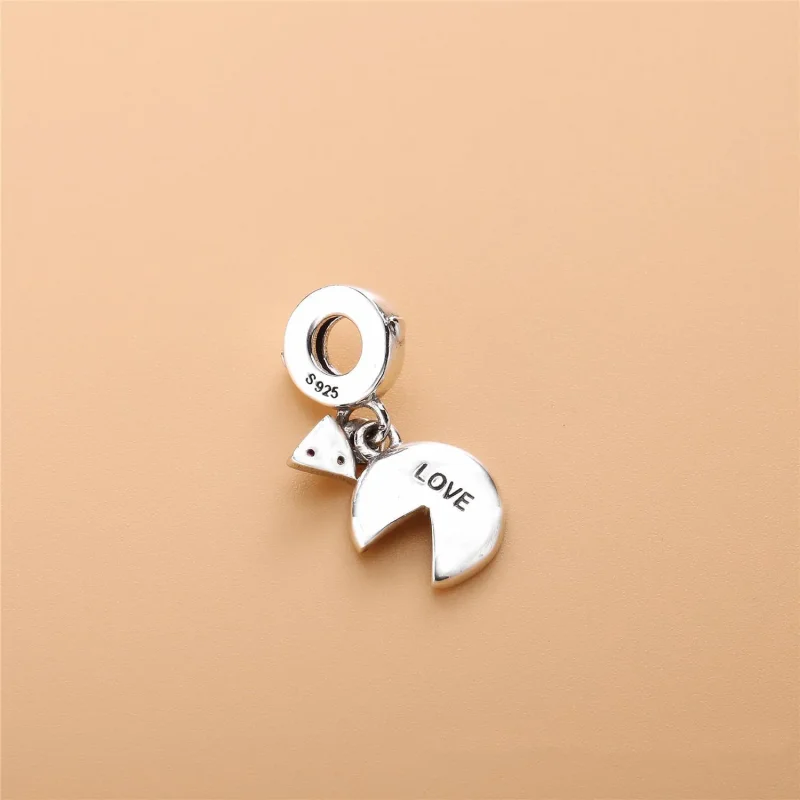 (slika za) PANDORA viseči obesek Passion for Pizza, zeleni emajl, rdeči kristal in prozoren - Ogled 3