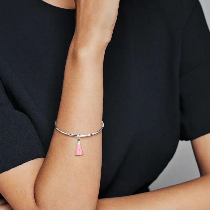 (slika za) PANDORA viseči obesek z resicami iz svetlo roza blaga - 797212CBP - Ogled 3