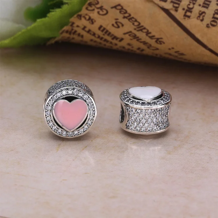 PANDORA Wonderful Love Charm, nežno roza emajl prozoren CZ - 792034CZ