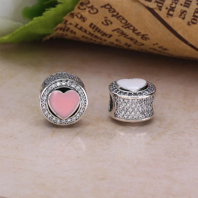 (slika za) PANDORA Wonderful Love Charm, nežno roza emajl prozoren CZ - 792034CZ - Ogled 4