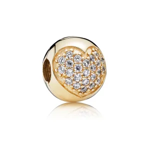 (slika za) PANDORA Zlata Pavé Heart Clip - 750832CZ