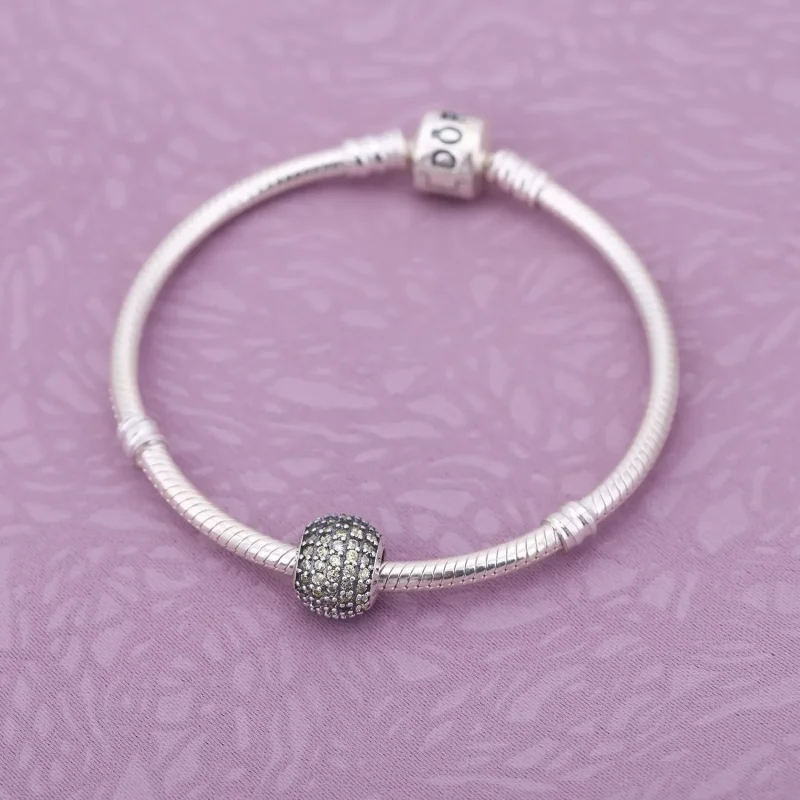 (slika za) PANDORA zlati Pavé kroglični obesek - 791051FCZ - Ogled 2