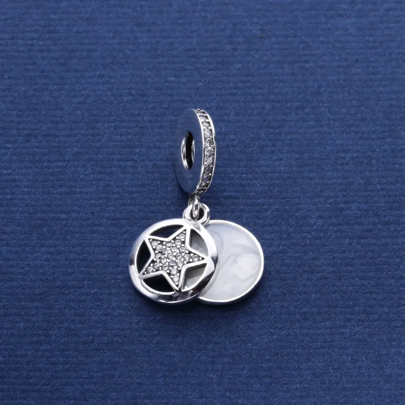 (slika za) PANDORA Zvezda prijateljstva, viseči obesek iz srebrnega emajla, prozoren CZ - 7 - Ogled 2