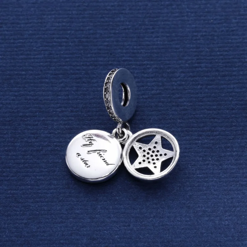 (slika za) PANDORA Zvezda prijateljstva, viseči obesek iz srebrnega emajla, prozoren CZ - 7 - Ogled 3