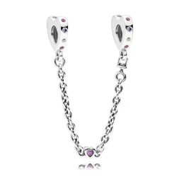 Varnostna veriga PANDORA Bright Hearts, rožnati kristali - 797245NRPMX