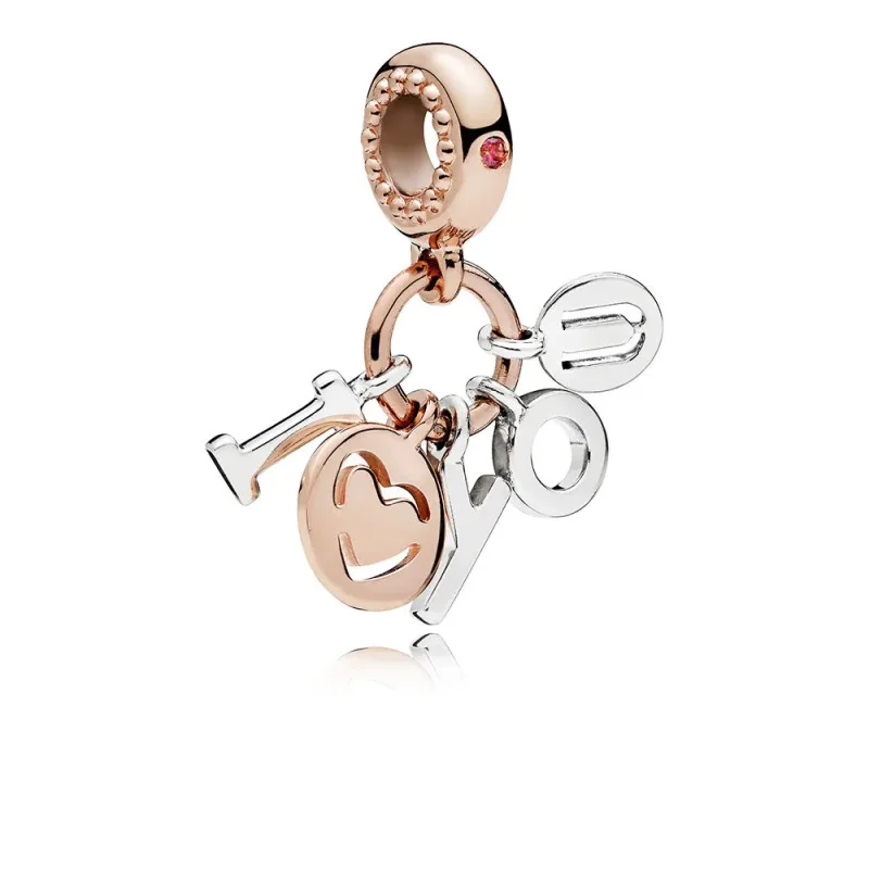(slika za) Viseči obesek I Love You, PANDORA Rose™ Red CZ - 786596CZR - Ogled 2