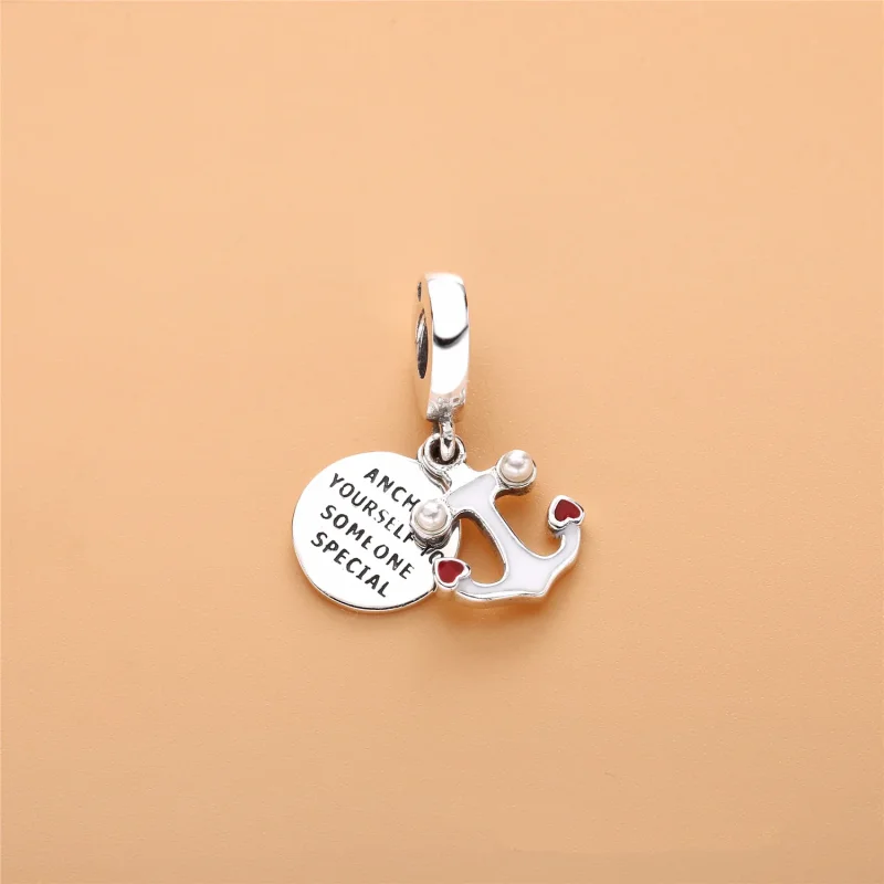 (slika za) Viseči obesek PANDORA Anchor of Love, rdeč in črn emajl - 797208ENMX - Ogled 3