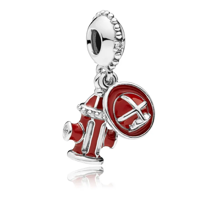 Viseči obesek PANDORA Firefighter Essentials, prozoren CZ in mešani emajl - 797632ENMX