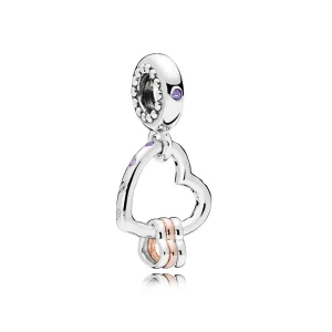 (slika za) Viseči obesek PANDORA Heart Highlights, Lila & Royal Purple Crystals & Clear CZ - 787247NLCMX