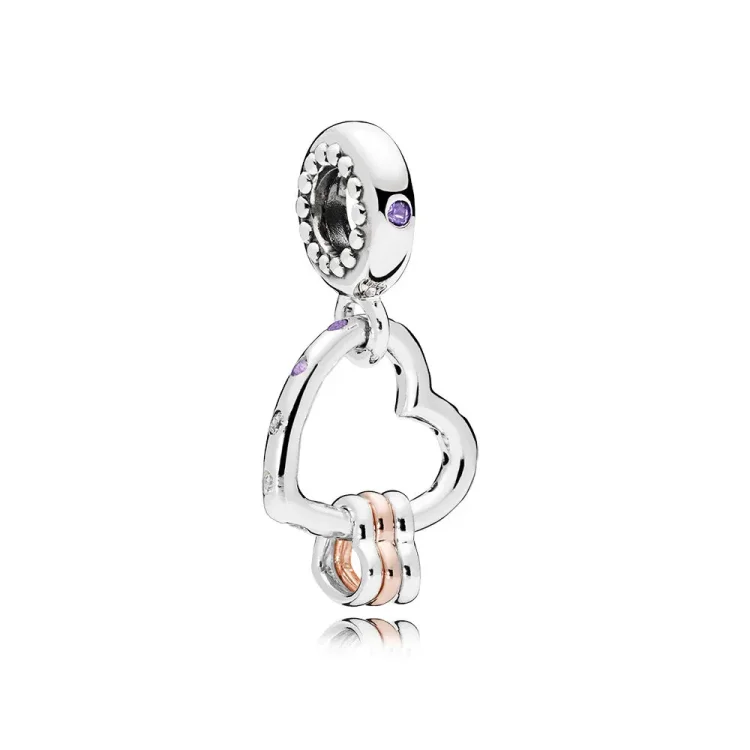 Viseči obesek PANDORA Heart Highlights, Lila & Royal Purple Crystals & Clear CZ - 787247NLCMX