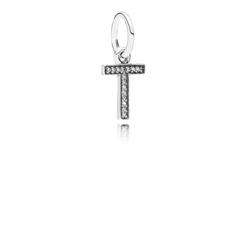 (slika za) Viseči obesek PANDORA črka T - 791332CZ - Slika izdelka