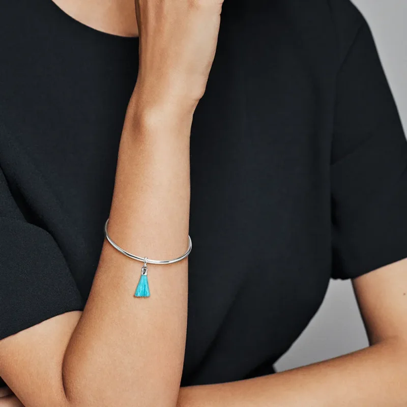 (slika za) Viseči obesek z resicami PANDORA iz turkiznega blaga - 797212CTQ - Ogled 2