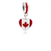 Viseči obesek za zastavo v obliki srca PANDORA Kanada, rdeče bel emajl - 791954ENMX