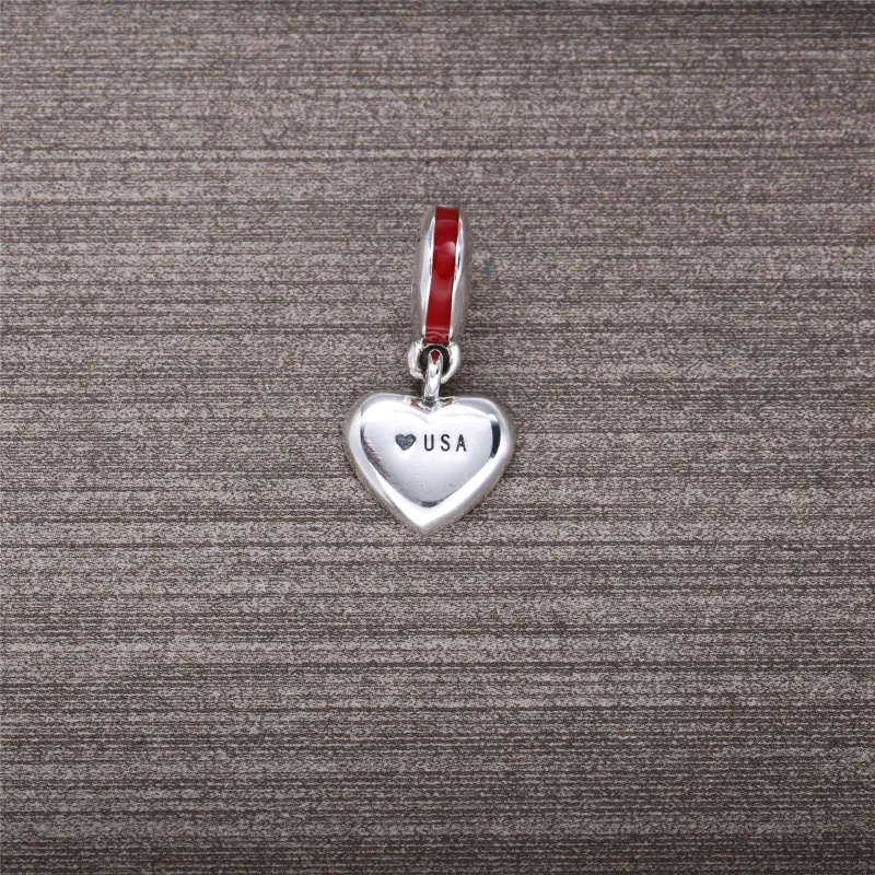 (slika za) Viseči obesek za zastavo v obliki srca PANDORA US, rdeč, belo moder emajl - 7915 - Ogled 3