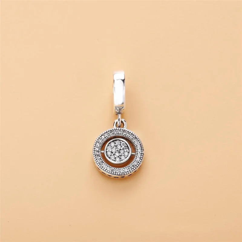 (slika za) Vrtljivi viseči obesek PANDORA Signature, prozoren CZ - 797430CZ - Ogled 2