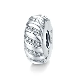 Sponka Pandora Style Silver Simple Texture Clip - BSC278