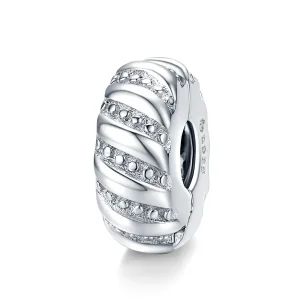 (slika za) Sponka Pandora Style Silver Simple Texture Clip - BSC278